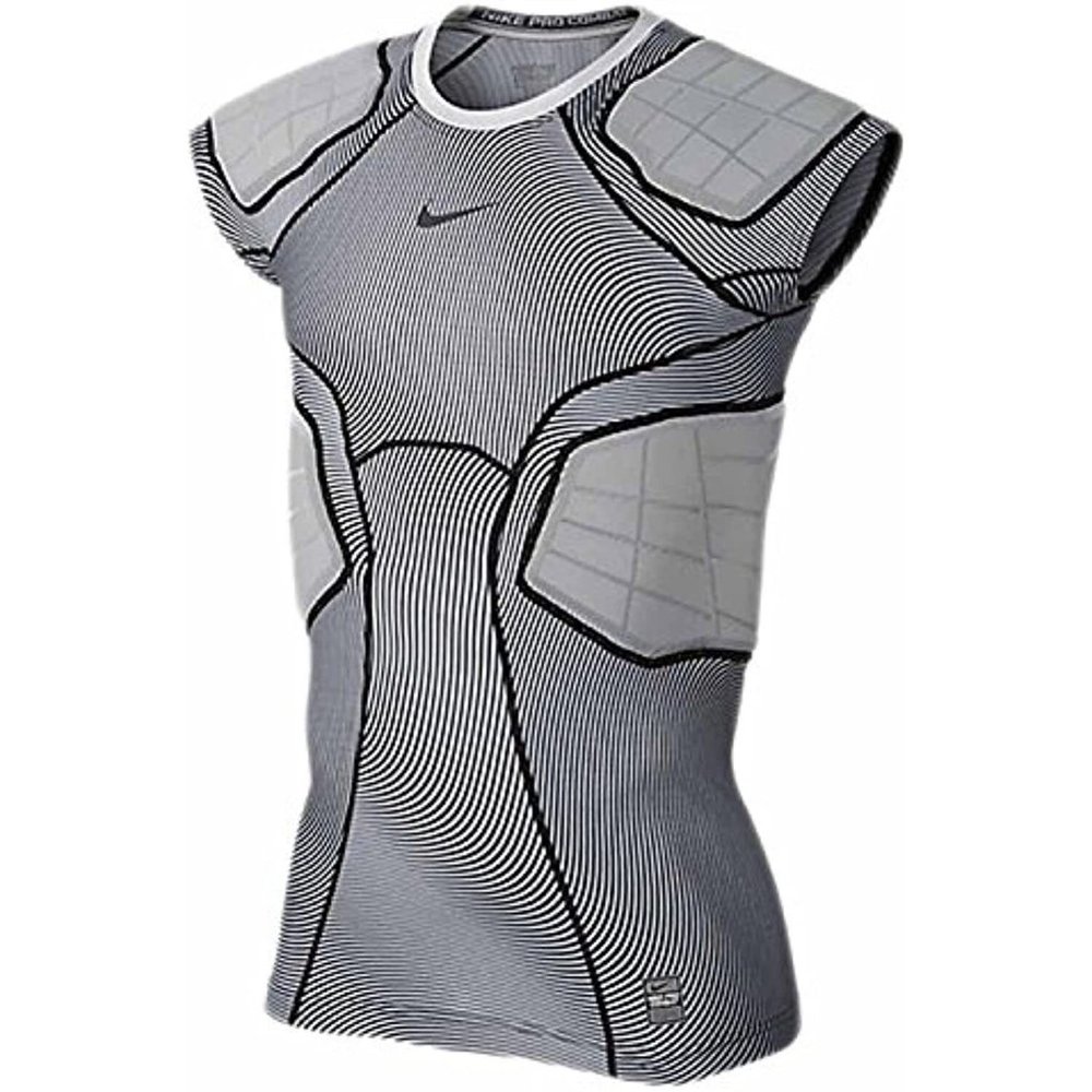 4 Pad Football Shirt - Nike Pro Mens Hyperstrong Football Shirt White/Black/Grey